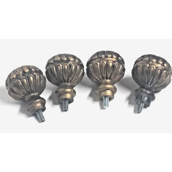 4 Finials End Caps for Curtain Rod Bed Posts Antique Bronze gold finish resin EC - Picture 1 of 7